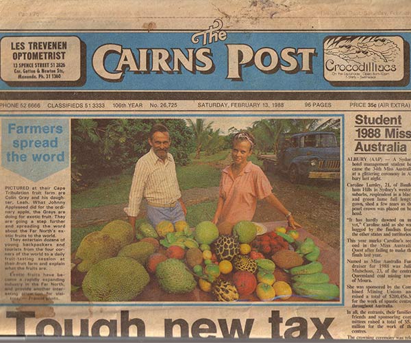 Newspaper article on Cape Trib Farm 1988